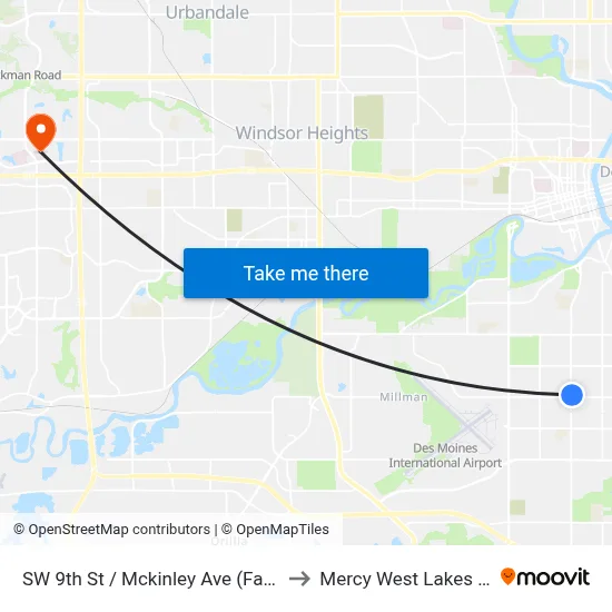 SW 9th St / Mckinley Ave (Far-Side), Dsm to Mercy West Lakes Hospital map