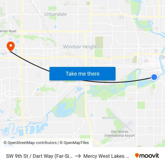 SW 9th St / Dart Way (Far-Side), Dsm to Mercy West Lakes Hospital map