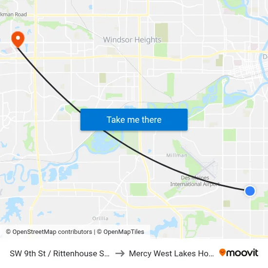 SW 9th St / Rittenhouse St, Dsm to Mercy West Lakes Hospital map