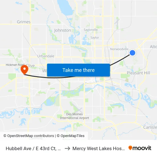 Hubbell Ave / E 43rd Ct, Dsm to Mercy West Lakes Hospital map