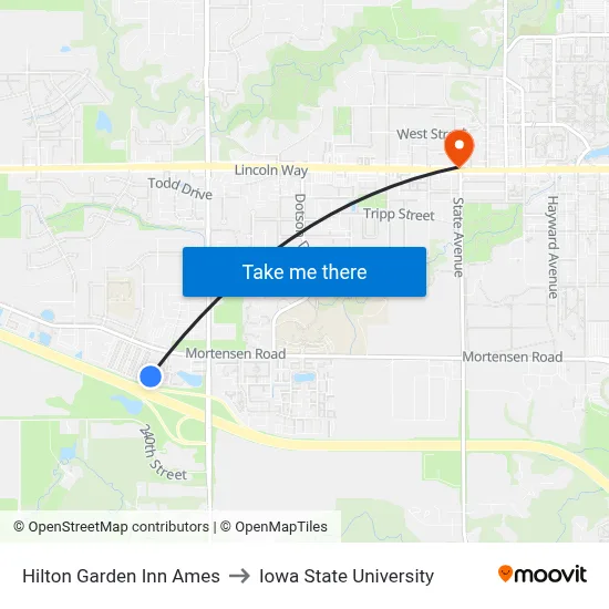 Hilton Garden Inn Ames to Iowa State University map