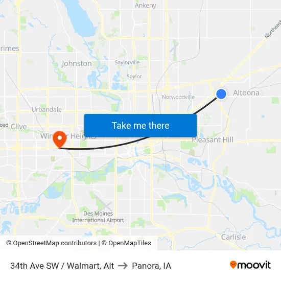 34th Ave SW / Walmart, Alt to Panora, IA map