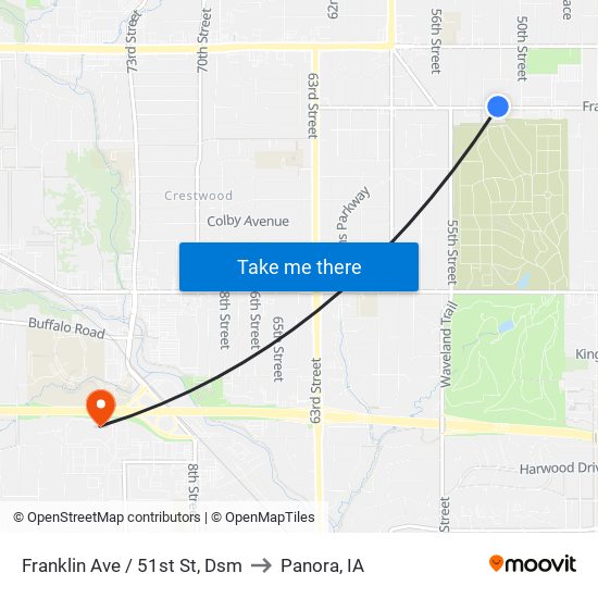 Franklin Ave / 51st St, Dsm to Panora, IA map