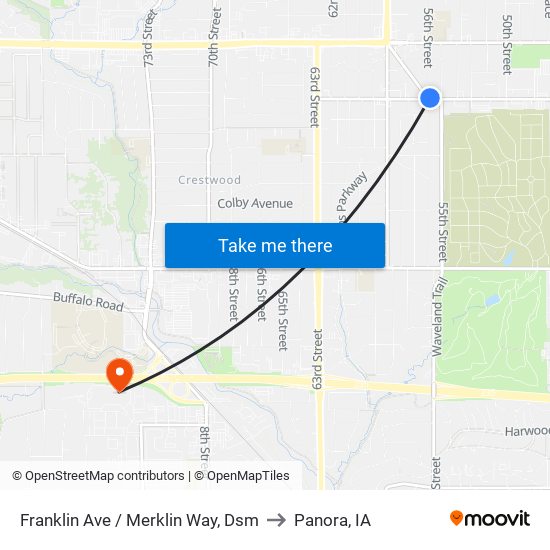 Franklin Ave / Merklin Way, Dsm to Panora, IA map