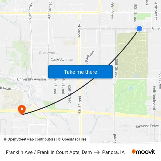 Franklin Ave / Franklin Court Apts, Dsm to Panora, IA map