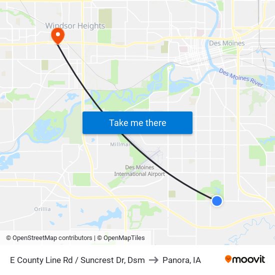 E County Line Rd / Suncrest Dr, Dsm to Panora, IA map