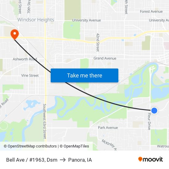 Bell Ave / #1963, Dsm to Panora, IA map