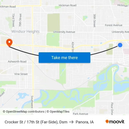 Crocker St / 17th St (Far-Side), Dsm to Panora, IA map