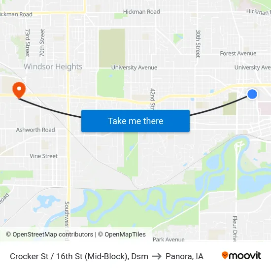 Crocker St / 16th St (Mid-Block), Dsm to Panora, IA map