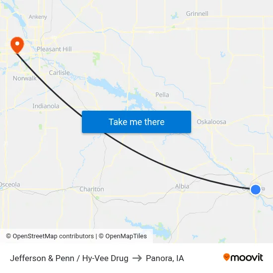 Jefferson & Penn / Hy-Vee Drug to Panora, IA map