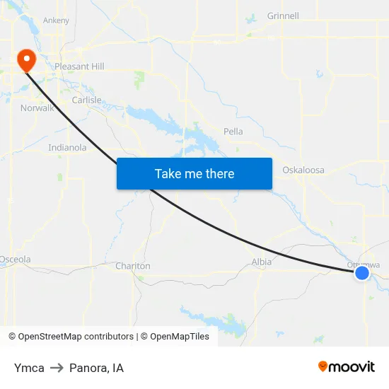 Ymca to Panora, IA map