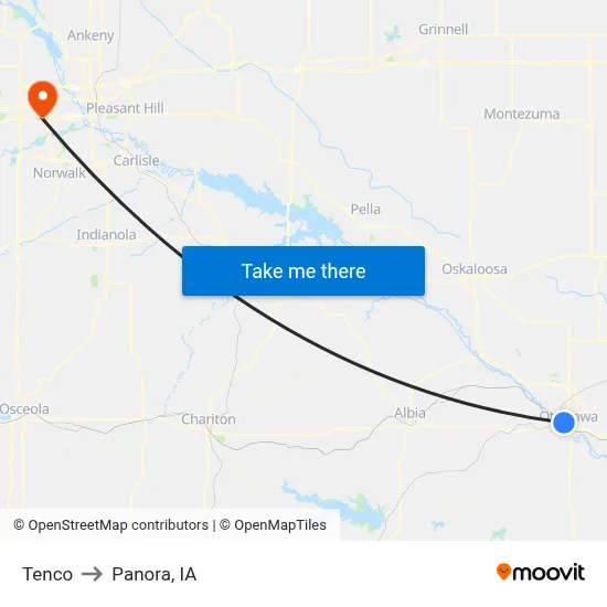 Tenco to Panora, IA map