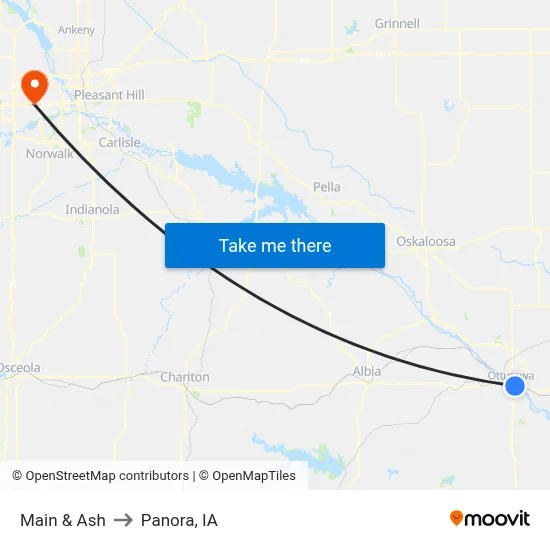 Main & Ash to Panora, IA map