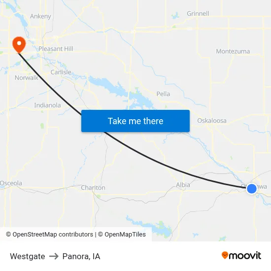 Westgate to Panora, IA map