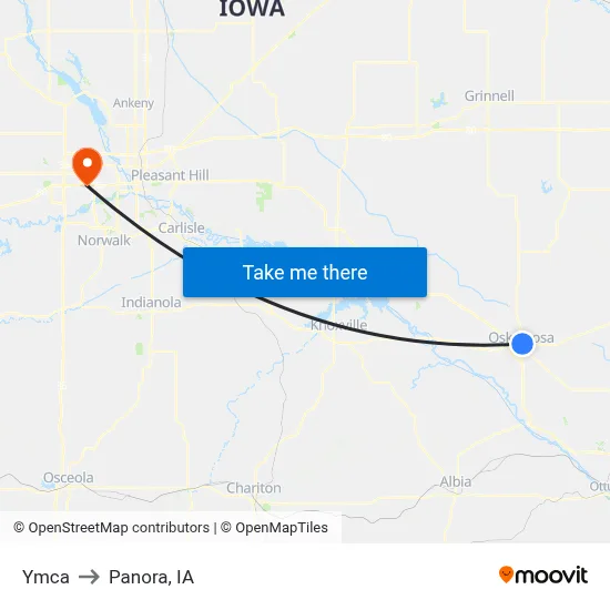 Ymca to Panora, IA map