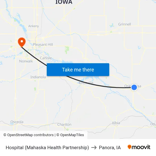 Hospital (Mahaska Health Partnership) to Panora, IA map