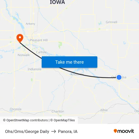 Ohs/Oms/George Daily to Panora, IA map