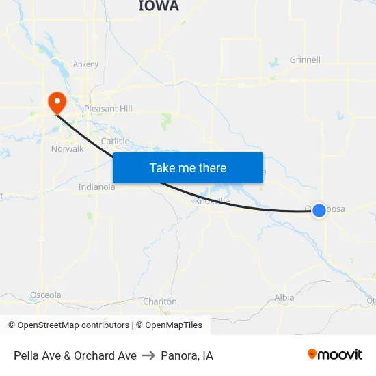 Pella Ave & Orchard Ave to Panora, IA map