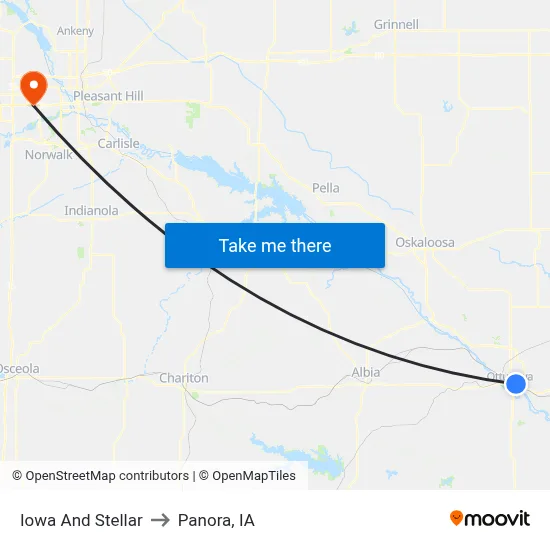 Iowa And Stellar to Panora, IA map