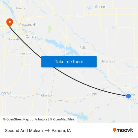 Second And Mclean to Panora, IA map