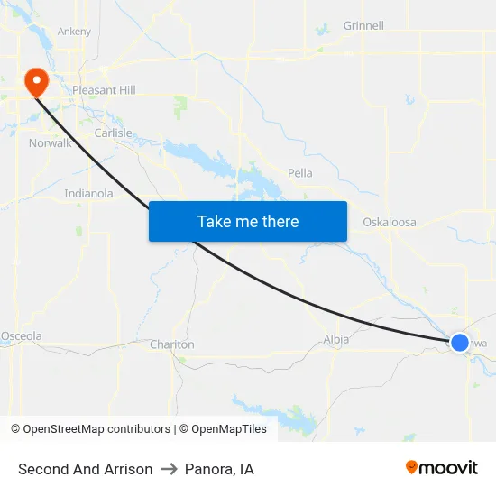 Second And Arrison to Panora, IA map