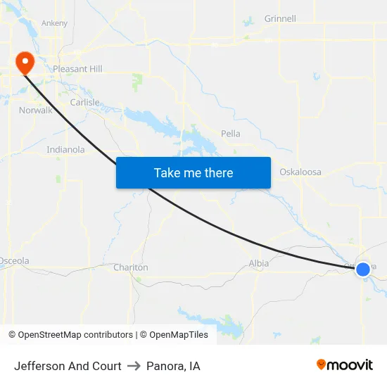 Jefferson And Court to Panora, IA map