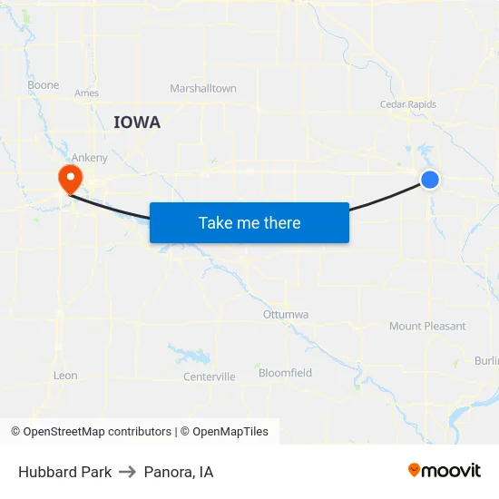 Hubbard Park to Panora, IA map