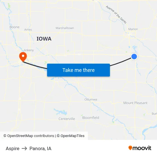 Aspire to Panora, IA map