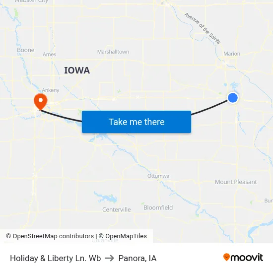 Holiday & Liberty Ln. Wb to Panora, IA map