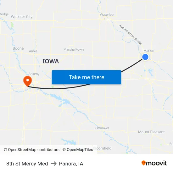 8th St Mercy Med to Panora, IA map
