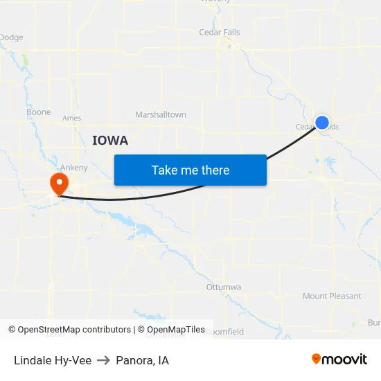 Lindale Hy-Vee to Panora, IA map