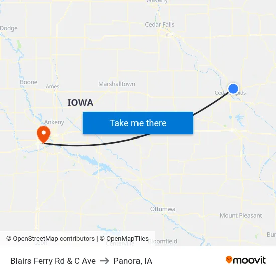 Blairs Ferry Rd & C Ave to Panora, IA map