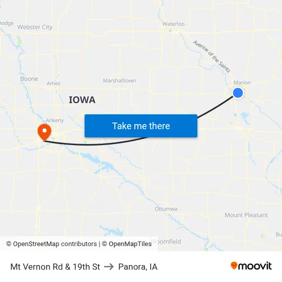 Mt Vernon Rd & 19th St to Panora, IA map