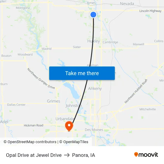 Opal Drive at Jewel Drive to Panora, IA map