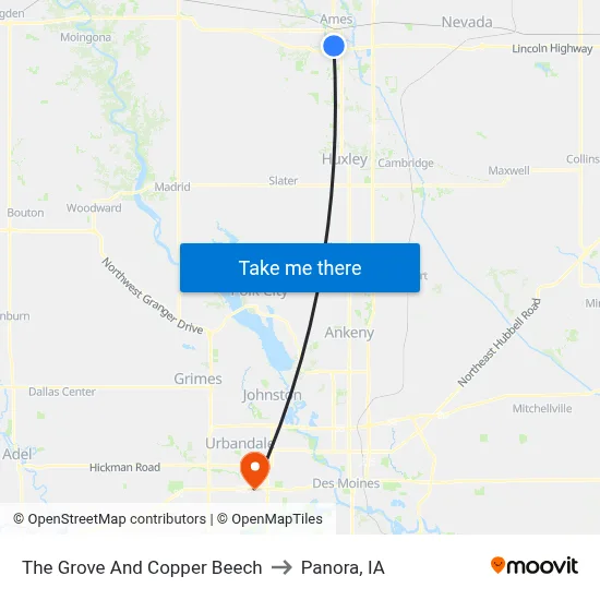 The Grove And Copper Beech to Panora, IA map