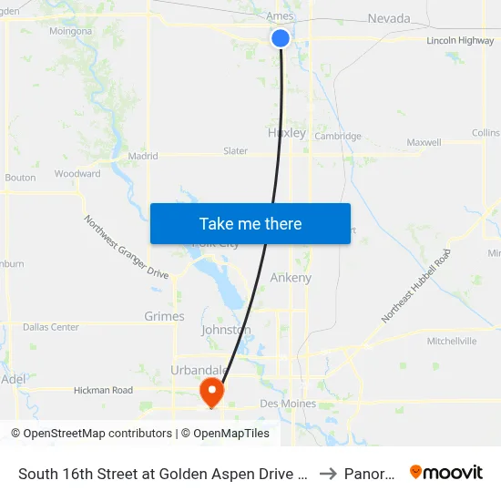 South 16th Street at Golden Aspen Drive Eastbound to Panora, IA map