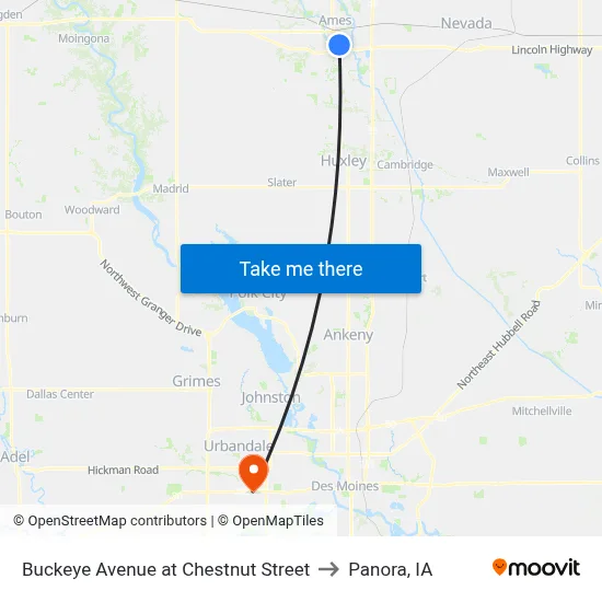 Buckeye Avenue at Chestnut Street to Panora, IA map