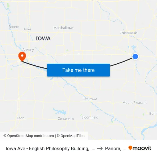 Iowa Ave - English Philosophy Building, Imu to Panora, IA map