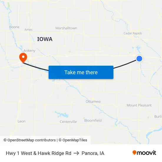 Hwy 1 West & Hawk Ridge Rd to Panora, IA map