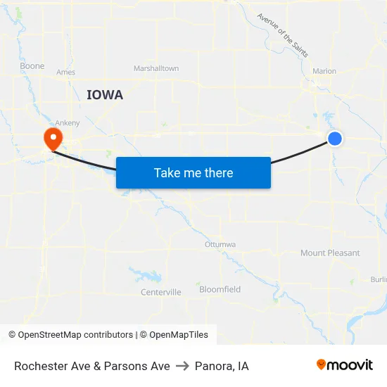 Rochester Ave & Parsons Ave to Panora, IA map