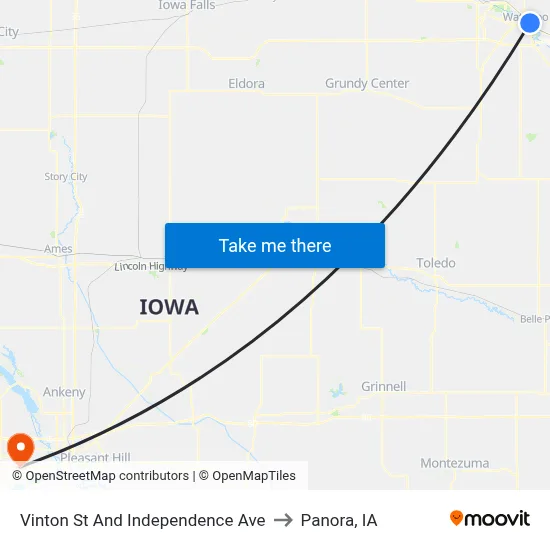 Vinton St And Independence Ave to Panora, IA map