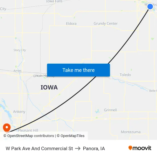W Park Ave And Commercial St to Panora, IA map