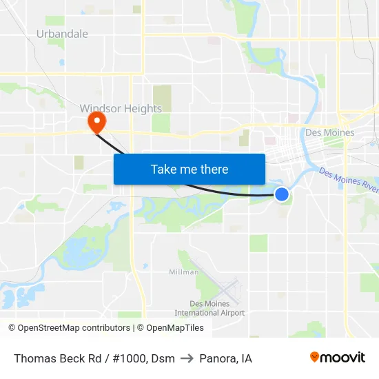 Thomas Beck Rd / #1000, Dsm to Panora, IA map