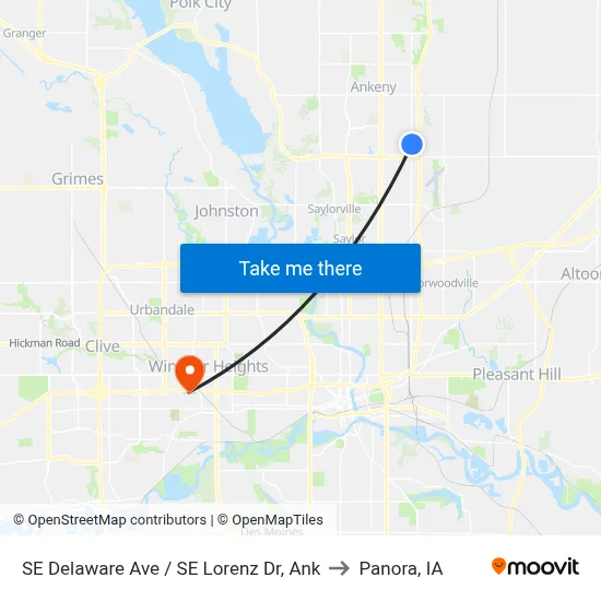 SE Delaware Ave / SE Lorenz Dr, Ank to Panora, IA map
