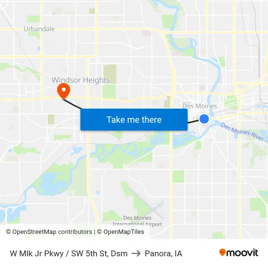 W Mlk Jr Pkwy / SW 5th St, Dsm to Panora, IA map