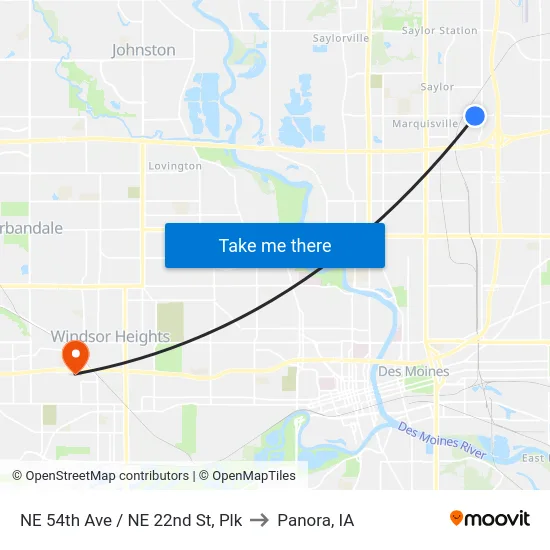 NE 54th Ave / NE 22nd St, Plk to Panora, IA map
