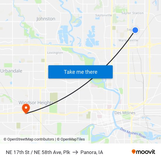 NE 17th St / NE 58th Ave, Plk to Panora, IA map