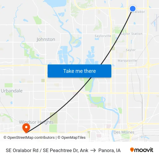 SE Oralabor Rd / SE Peachtree Dr, Ank to Panora, IA map