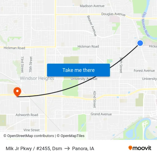 Mlk Jr Pkwy / #2455, Dsm to Panora, IA map
