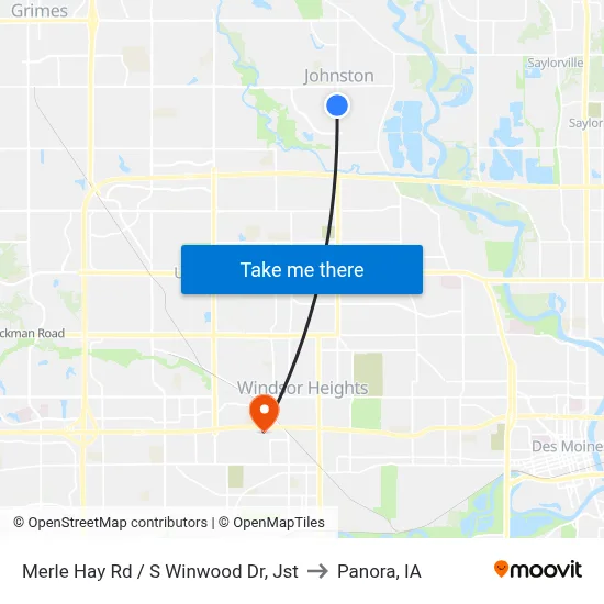 Merle Hay Rd / S Winwood Dr, Jst to Panora, IA map